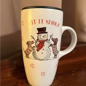 Let It Snow Ceramic Mug with Snowman Design